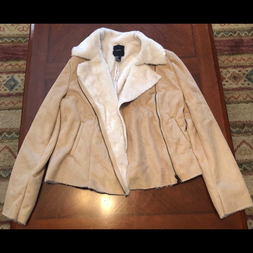 Forever 21 Beige Faux Fur and Suede Jacket